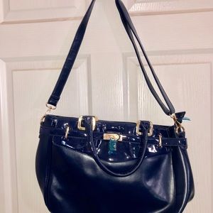 Blue leatherette handbag new